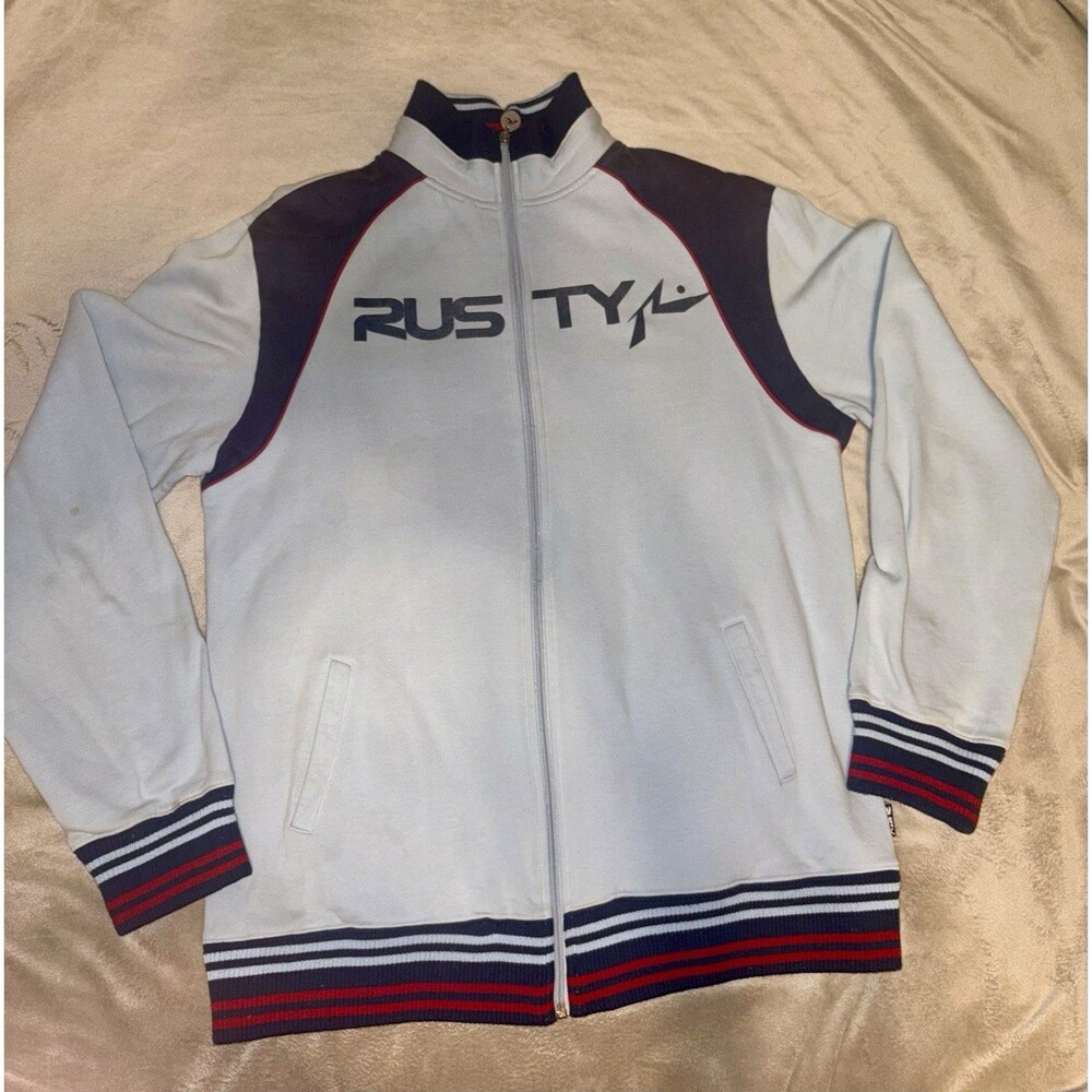 Blue Rusty Full Zip Y2K Jacket Shirt Size Large